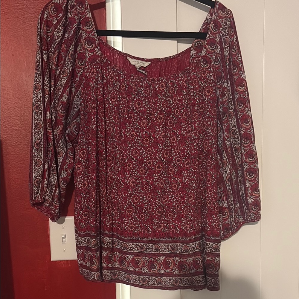 Women's Floral Pink Paisley peasant blouse